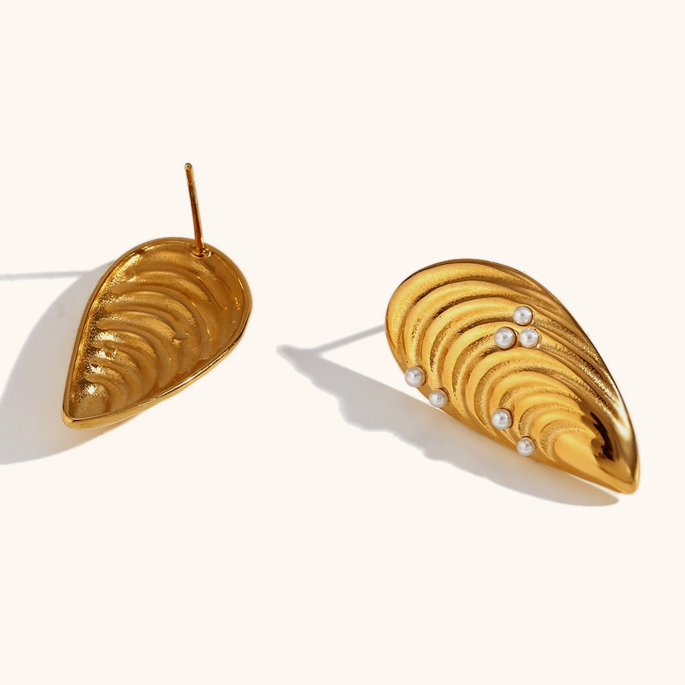 Shell mussel earrings stainless steel 18K gold plated fashion light luxury earrings jewelry