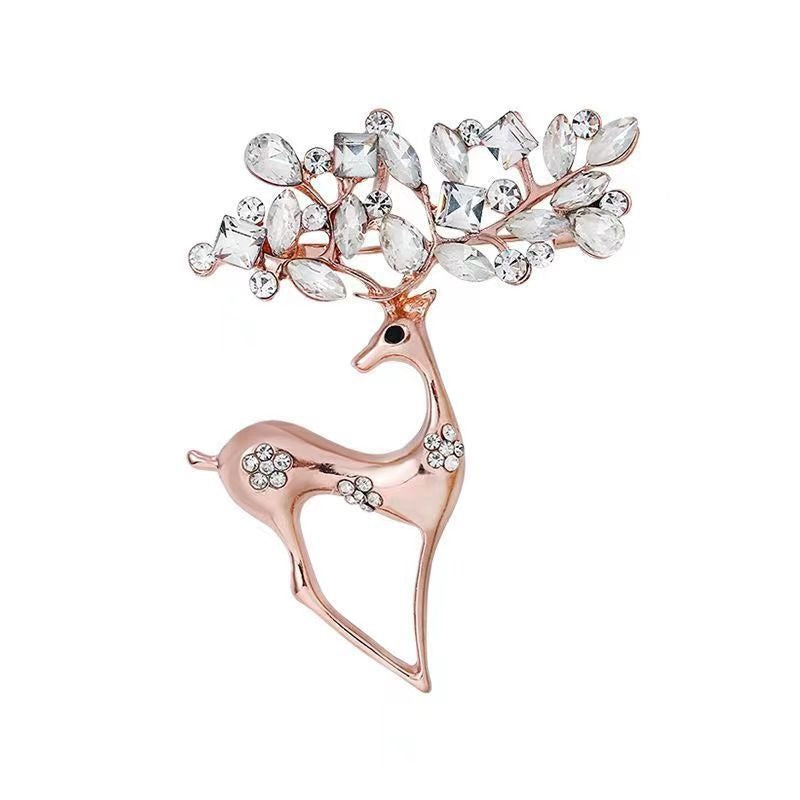 New Fashion brooch Women's Creative Little Deer brooch Korean alloy diamond studded animal brooch crystal brooch