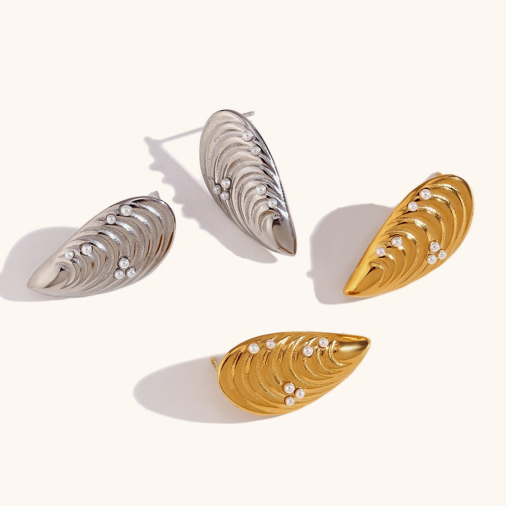 Shell mussel earrings stainless steel 18K gold plated fashion light luxury earrings jewelry