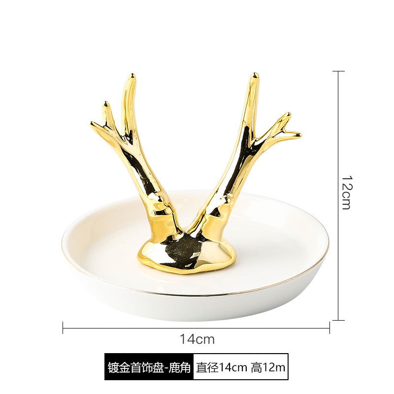 Jewelry Stand Hanging Tray Gold Ceramic Necklace Earring Ring Holder Rack Storage Organizer Stand For Jewelry Display