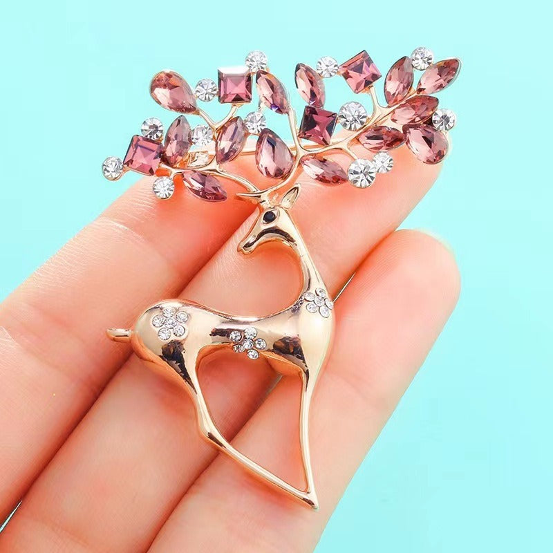 New Fashion brooch Women's Creative Little Deer brooch Korean alloy diamond studded animal brooch crystal brooch