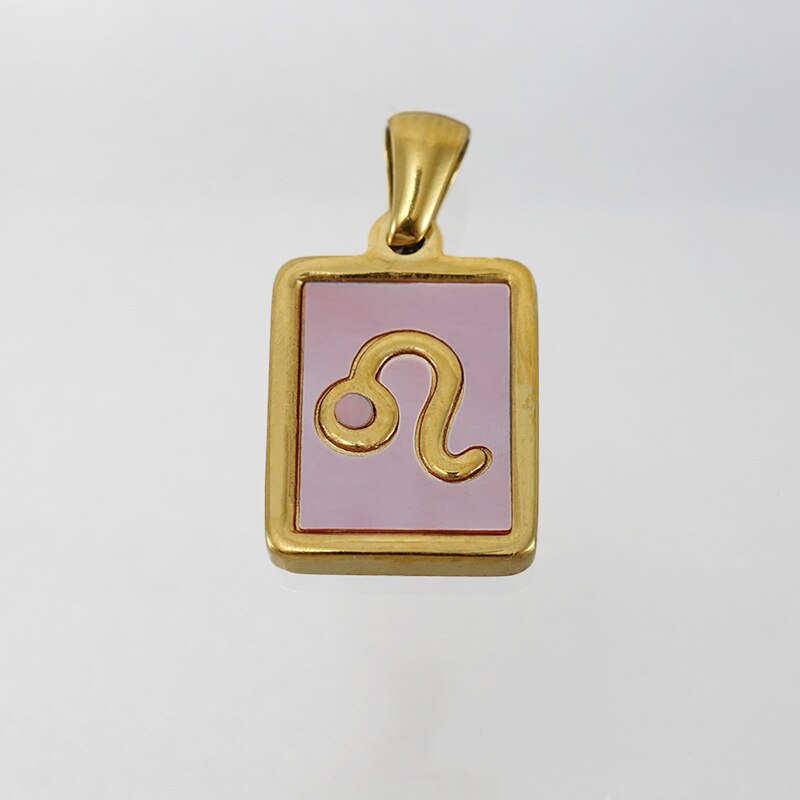 18K Gold Plated Stainless Steel Pink Shell 12 Constellation Pendant Necklace For Women Zodiac Sign Choker Jewelry