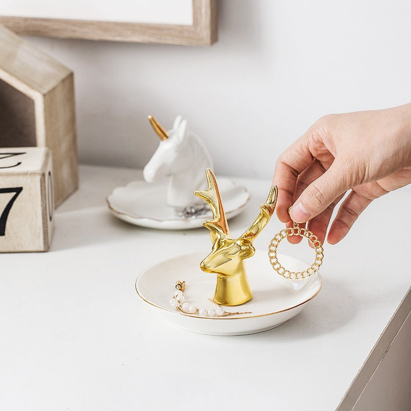 Jewelry Stand Hanging Tray Gold Ceramic Necklace Earring Ring Holder Rack Storage Organizer Stand For Jewelry Display