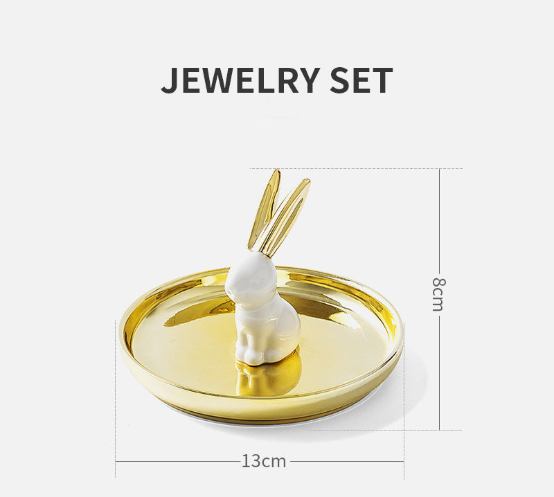 Jewelry Stand Hanging Tray Gold Ceramic Necklace Earring Ring Holder Rack Storage Organizer Stand For Jewelry Display