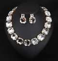 Women Copper Paved Bling Square Crystal Link Chain Necklace White Black Champagne Crystal Banquet Bib Statement Collar Wholesale