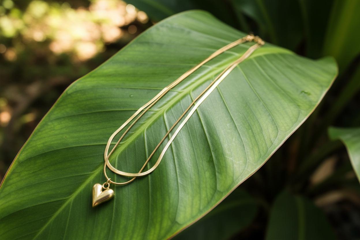 Gold-Plated Anti Tarnish Heart Themed Layered Necklace 