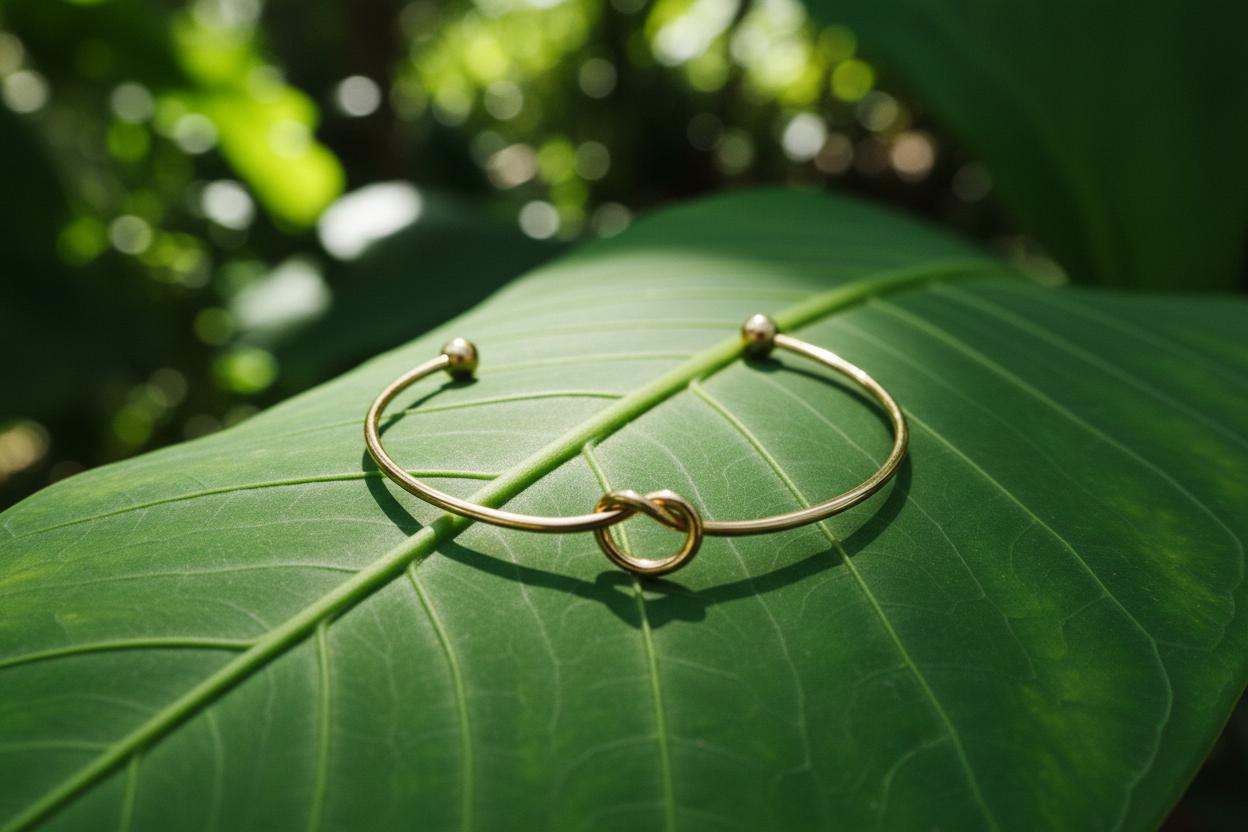 Gold Plated Stainless Steel Anti-Tarnish Knotted Cuff Bracelet 