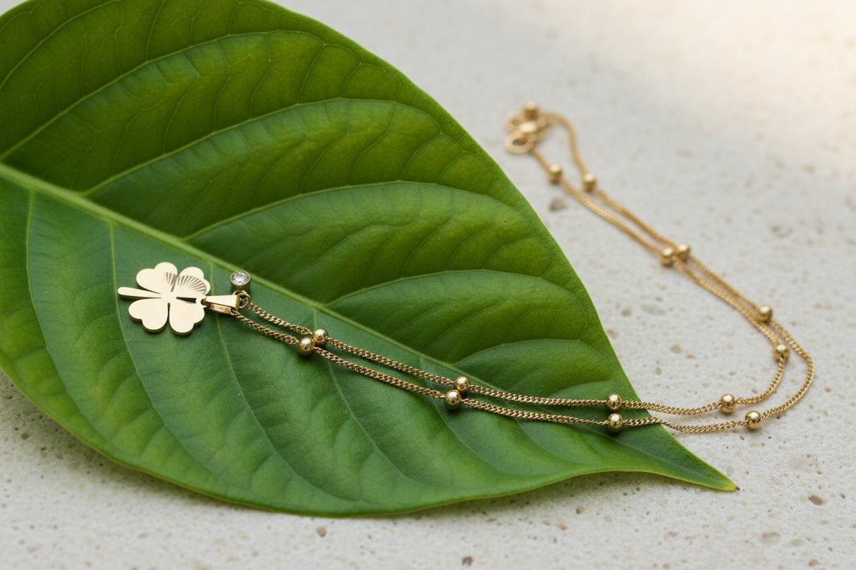 Gold Plated Stainless Steel Anti Tarnish Clover Themed Pendant