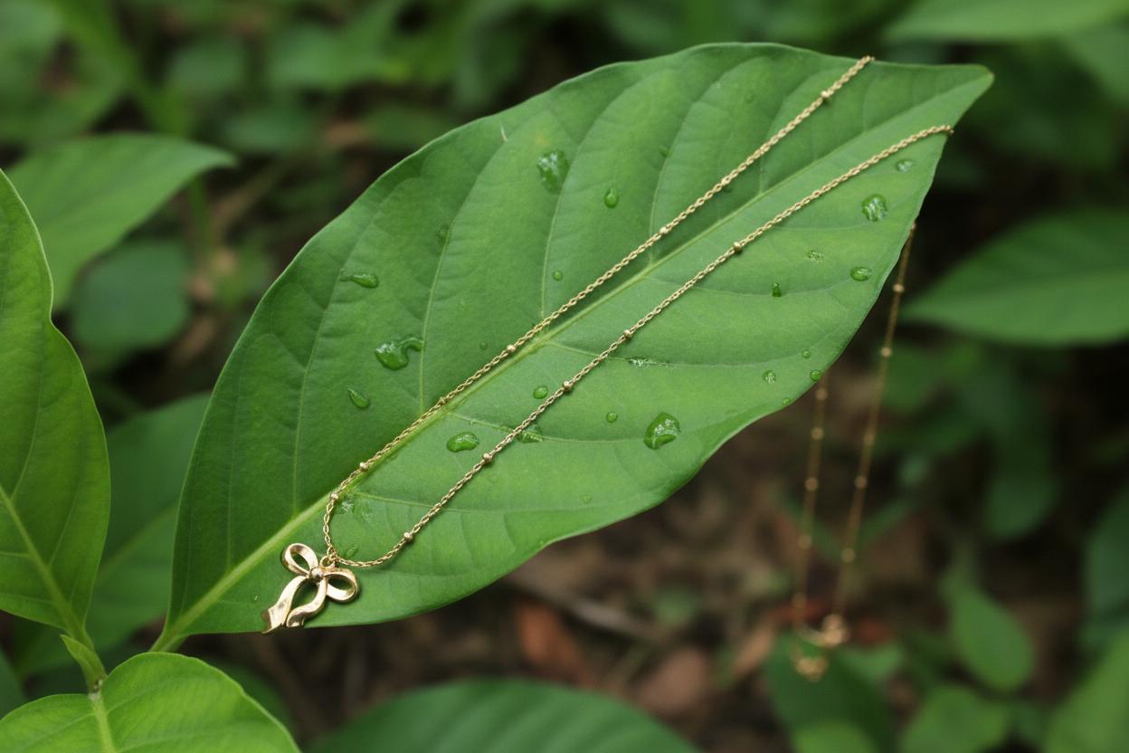 Gold-Plated Anti Tarnish Infinity Bow Pendant 