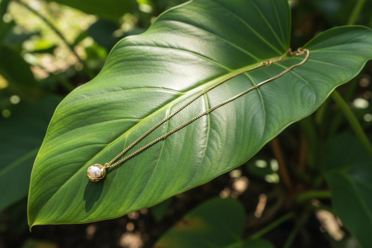 Gold Plated Stainless Steel Anti Tarnish Pearl Studded Contemporary Pendant