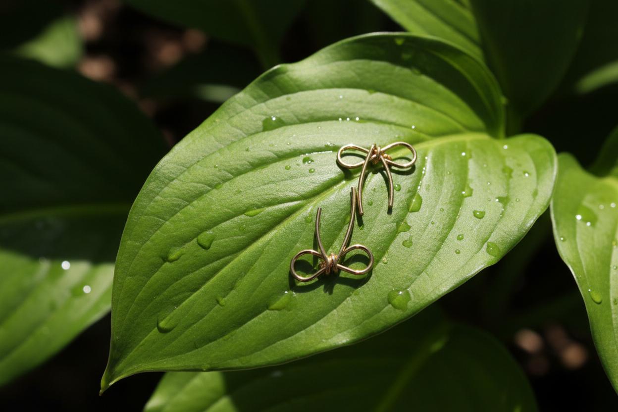 Gold Plated Stainless Steel Anti Tarnish Bow Themed Drop Earrings 