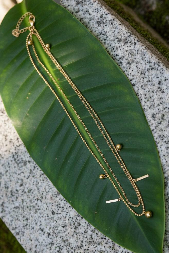 Gold Plated Anti Tarnish Stainless Steel Geometrical Necklace 