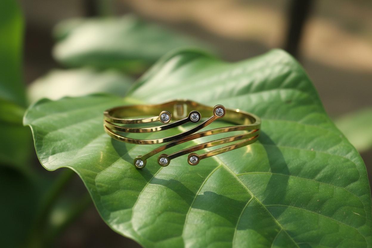 Gold Plated Stainless Steel Contemporary Anti Tarnish Geometric Bracelet 